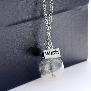 ✨ Real Dandelion Seed "Wish" Necklace 🌬️ Glass Bottle Pendant Gift
